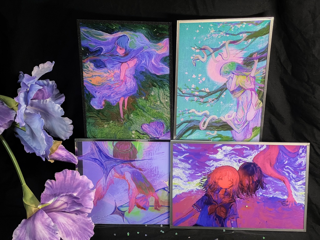 鴞（ふくろう）キラキラアクリル色紙