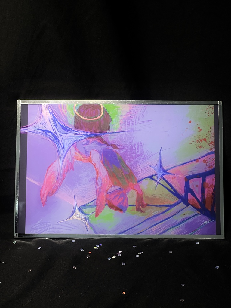 鴞(ふくろう)キラキラアクリル色紙