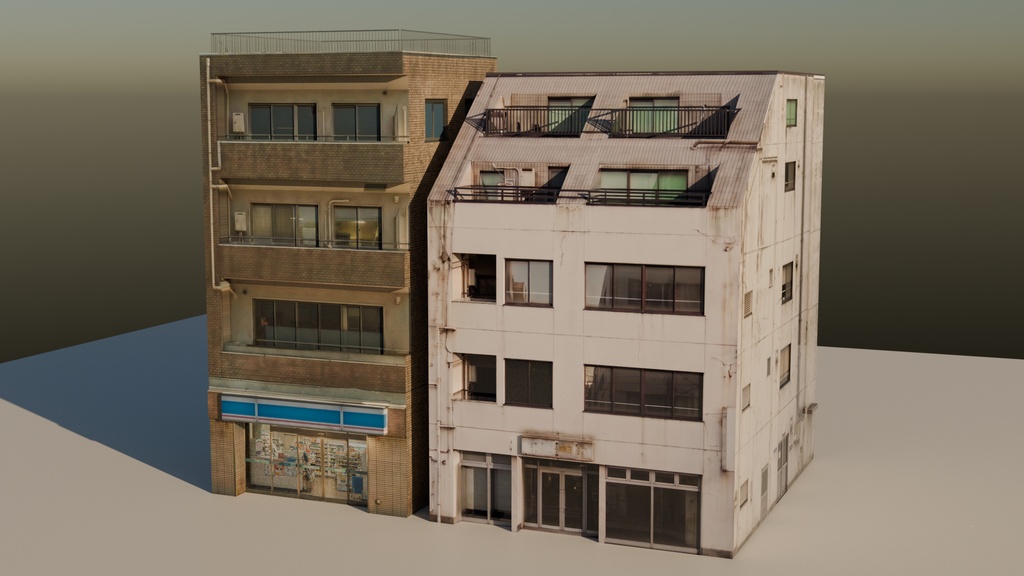 【3D背景】日本の雑居ビル【無料】