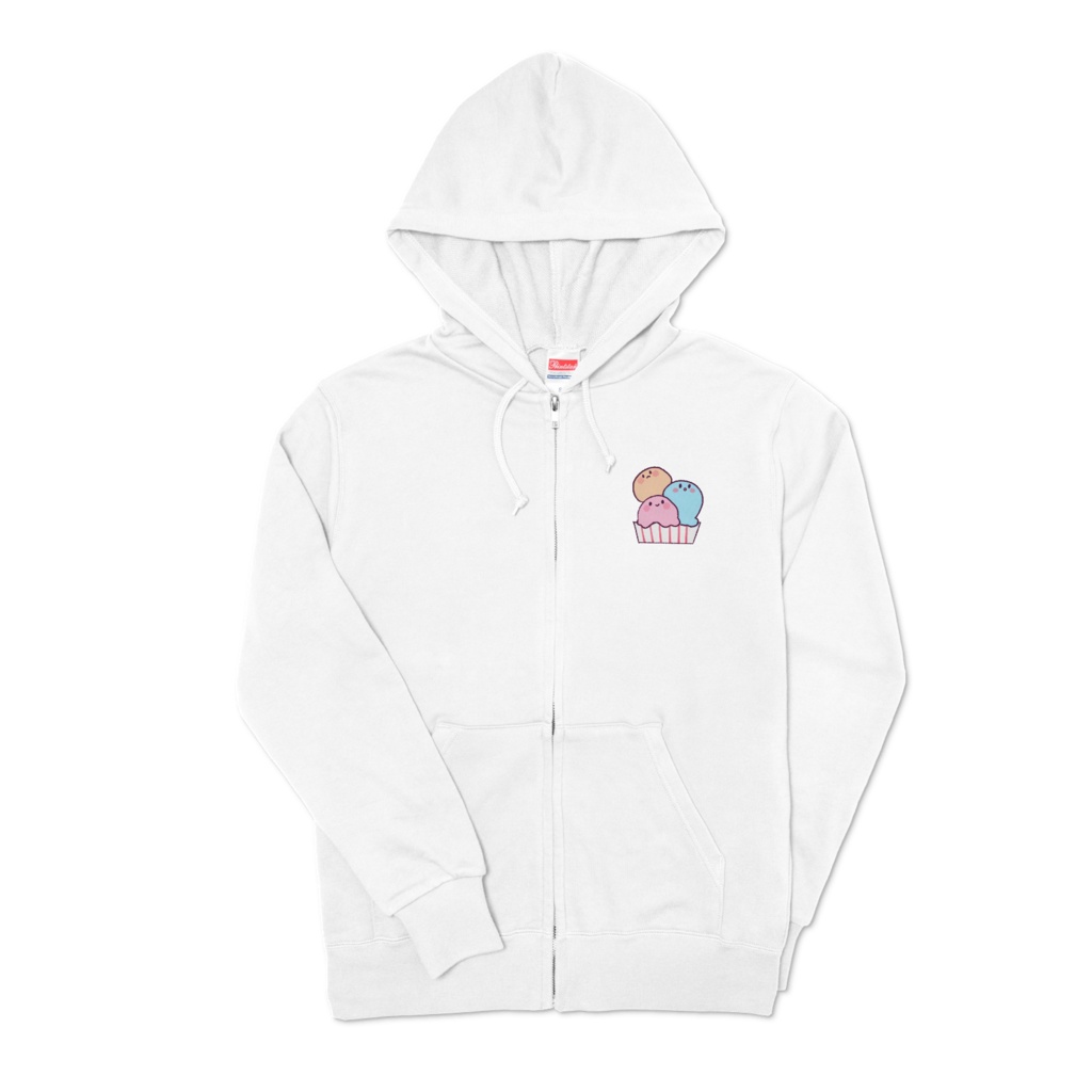 ちょこんとおもちあいすくん　ジップパーカー