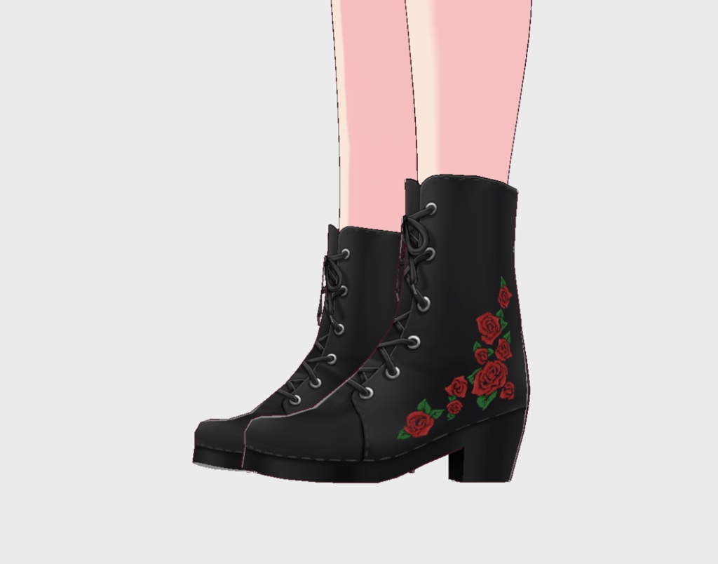 VRoid Rose Embroidered Boots