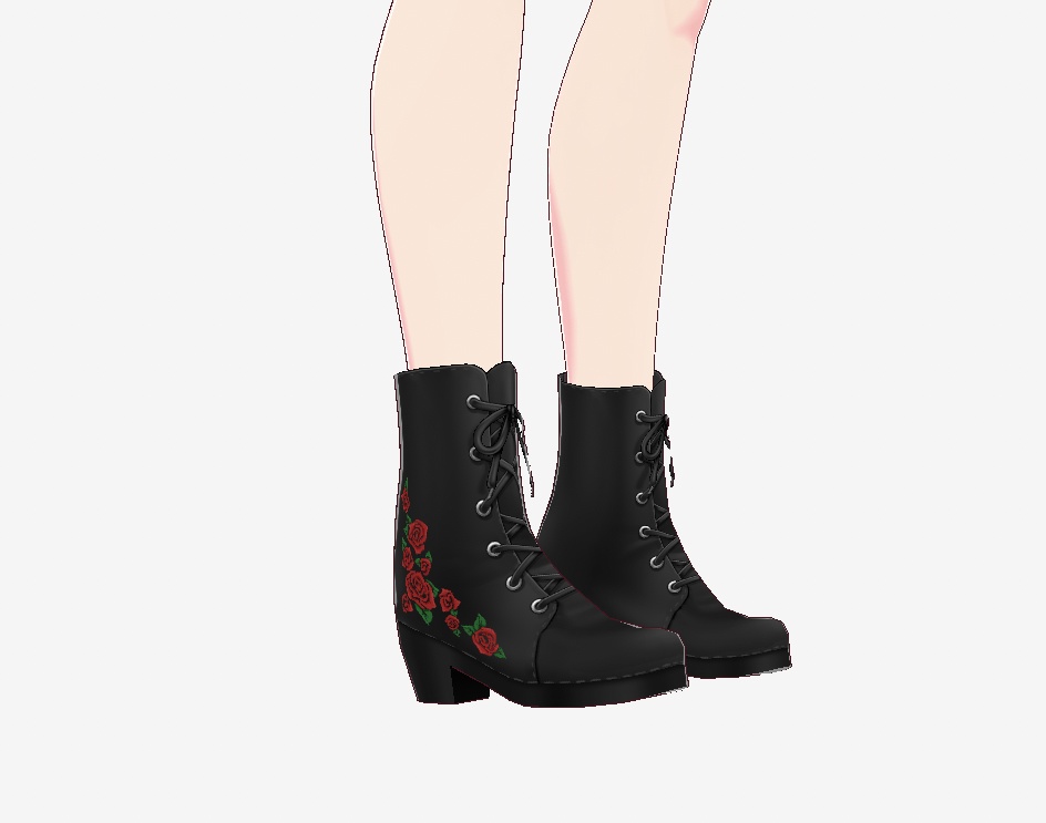 VRoid Rose Embroidered Boots