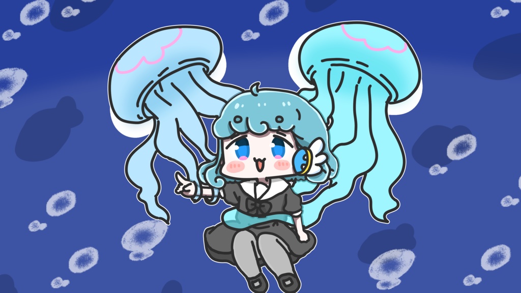 クラゲといっしょにどこまでも絵日記Tシャツ(白)