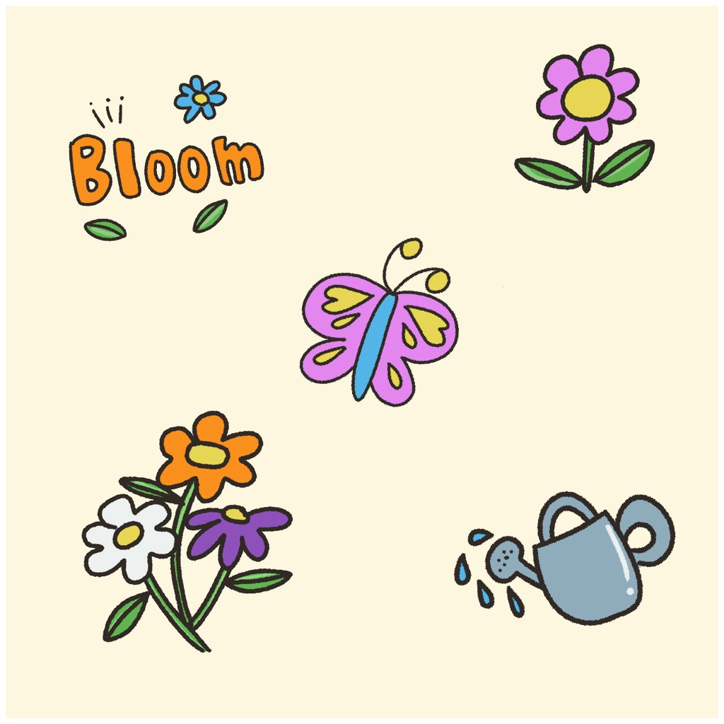 My garden|手描きクリップアートセット(PNG 12点)