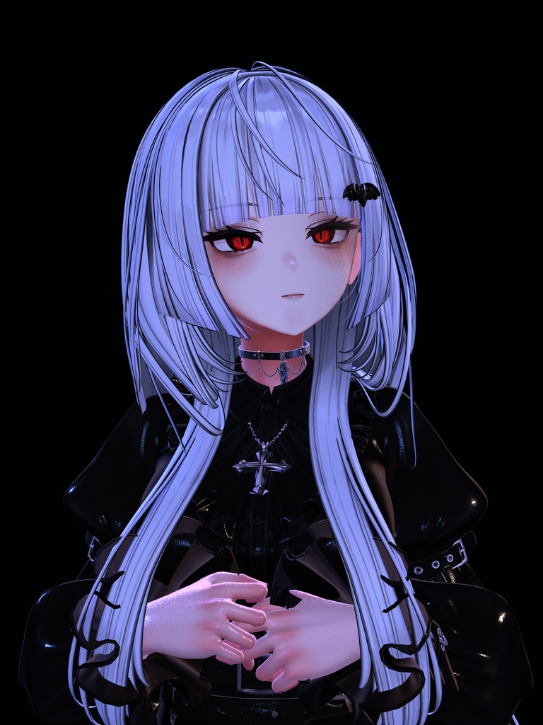 【PC向け・VRChat用アクセサリー】月と花のゴシックチョーカーV1.1｜5色・編集用データ入り