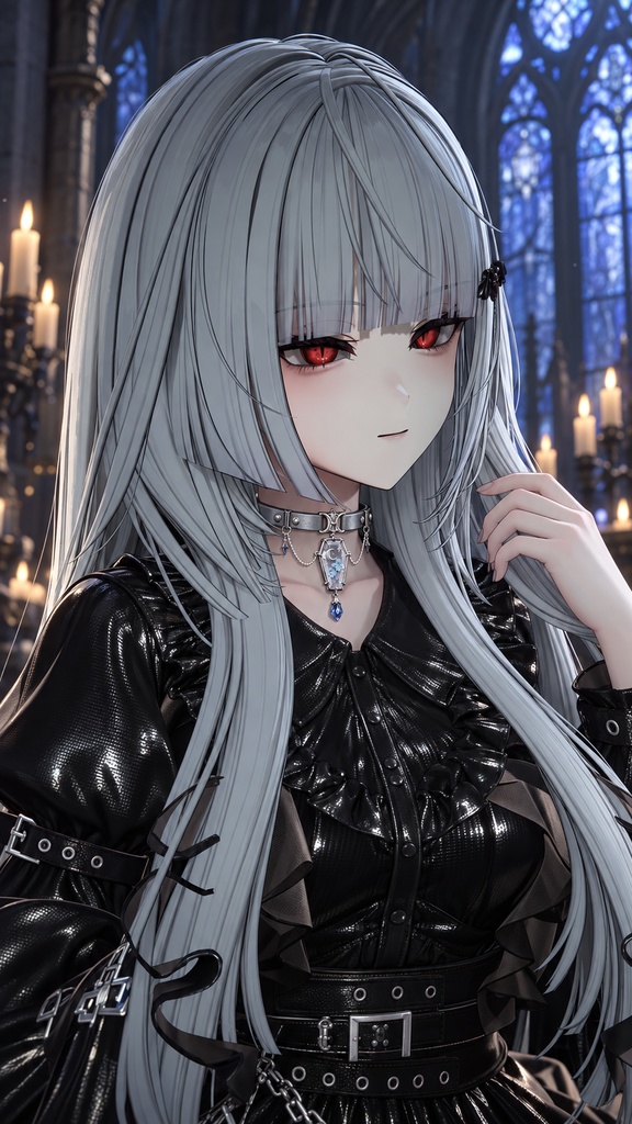 【PC向け・VRChat用アクセサリー】月と花のゴシックチョーカーV1.1|5色・編集用データ入り