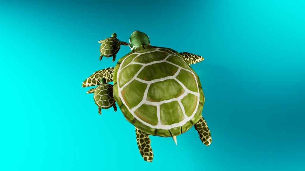ウミガメ 3Dモデル(FBX形式/テクスチャPNG付き/商用利用可)