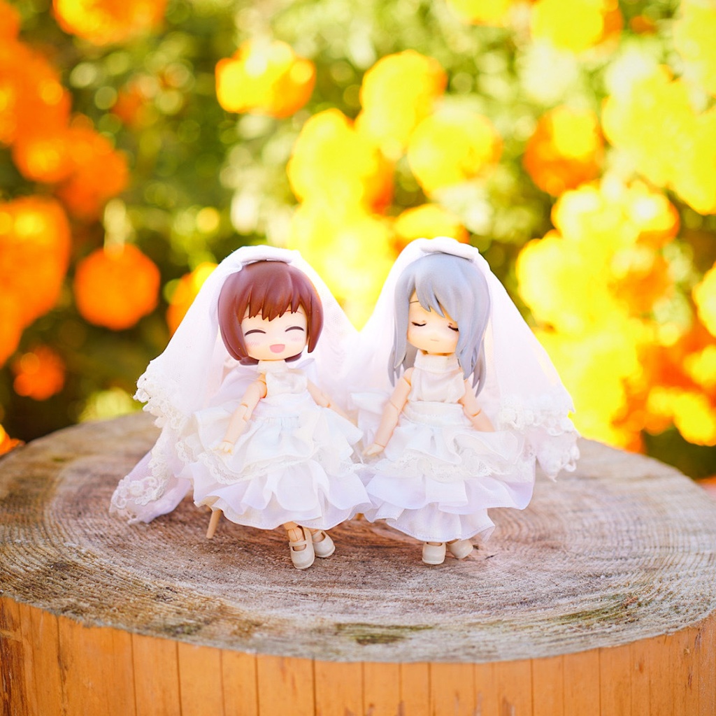 ウェディングロリータドレス+パニエセットパニエ(1/12ドール服 ねんどろいどどーる オビツ11 ymy UFdoll)