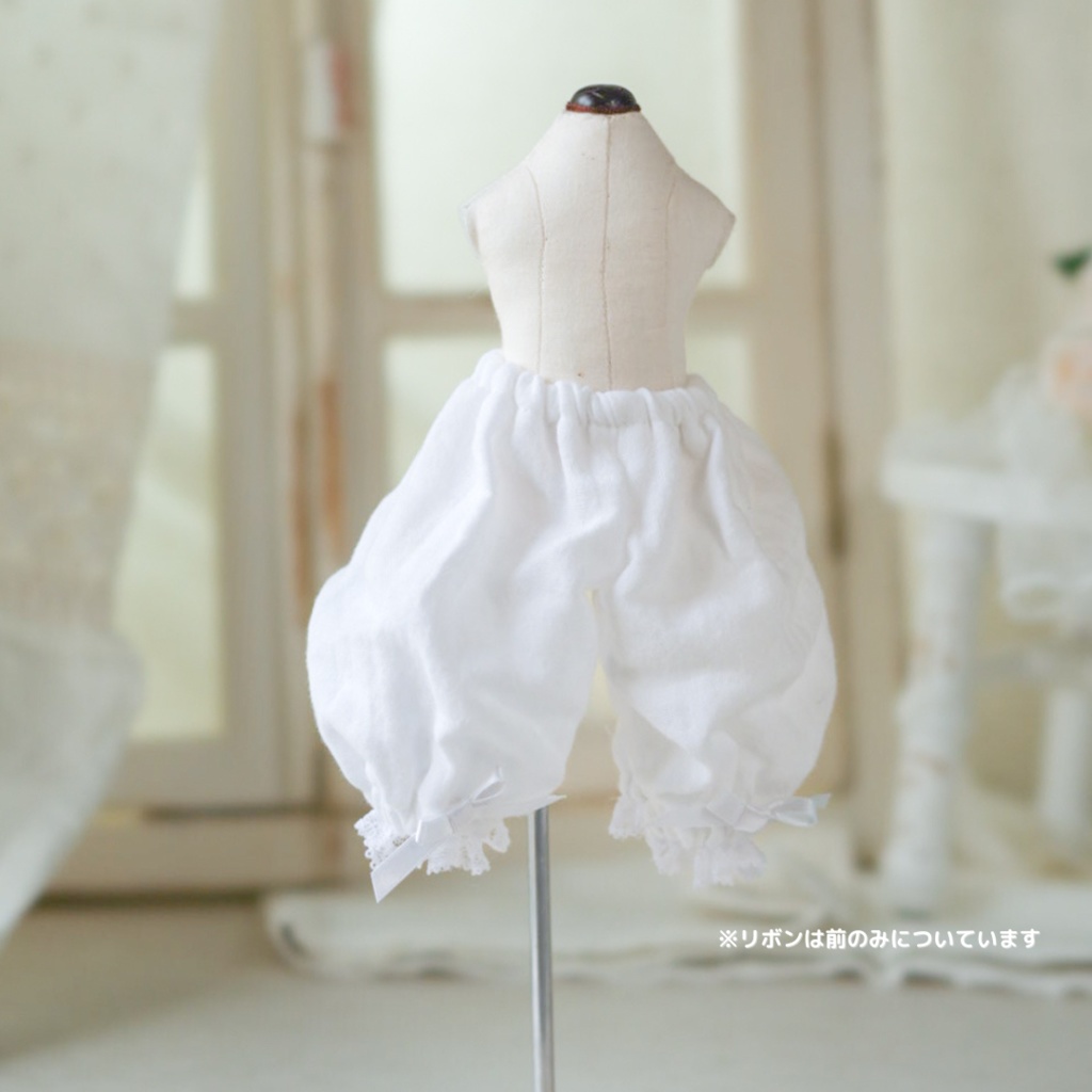 1/6ドール服 3点セット ダブルガーゼワンピース・ドロワーズ・ヘッドドレス(1/6ドール服 babykumako・Tinyfox)