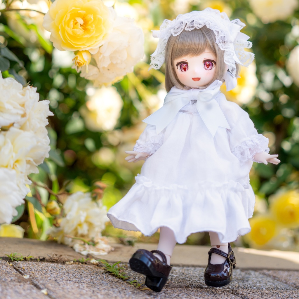 1/6ドール服 2点セット ダブルガーゼワンピース・ドロワーズ(1/6ドール服 babykumako・Tinyfox)