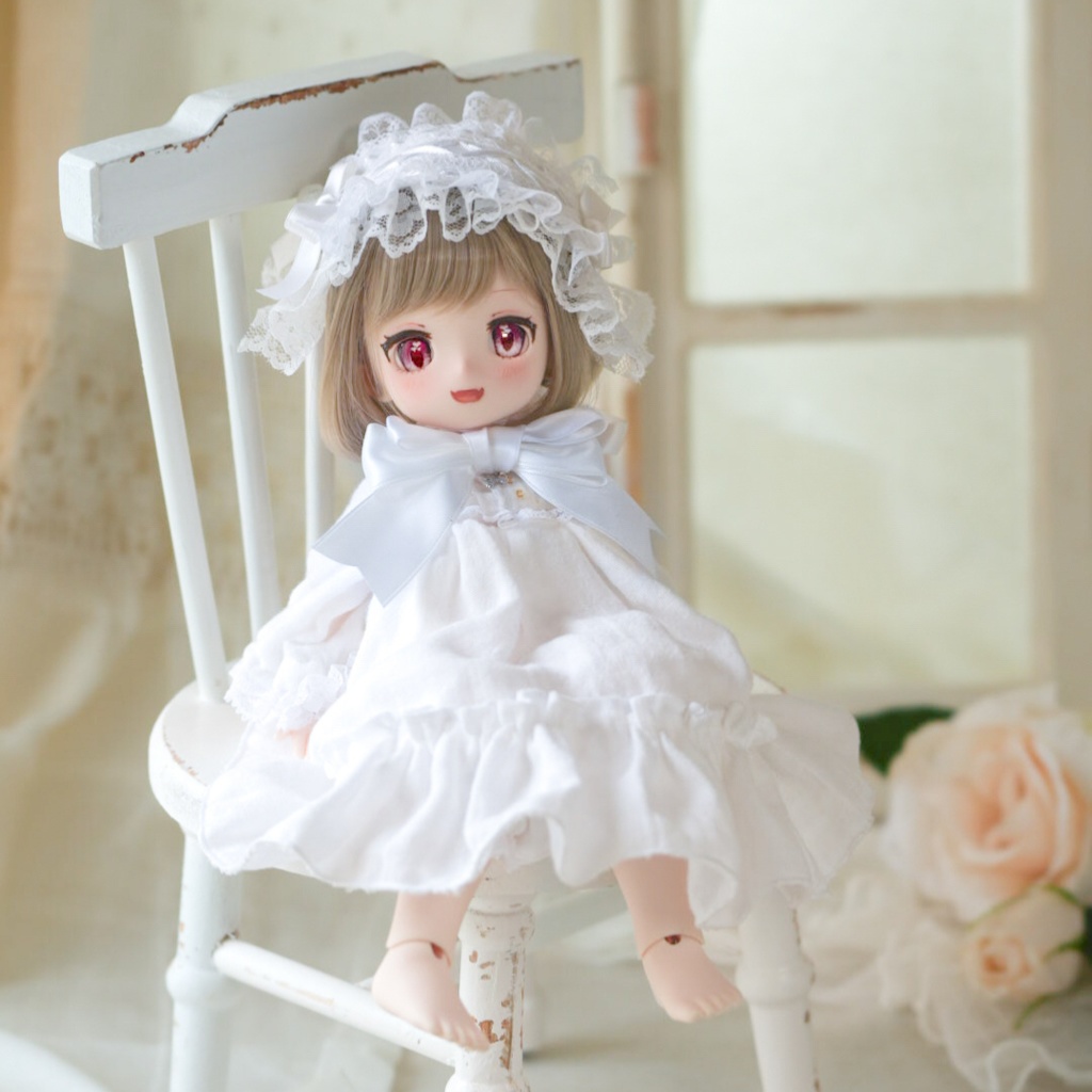 1/6ドール服 2点セット ダブルガーゼワンピース・ドロワーズ(1/6ドール服 babykumako・Tinyfox)