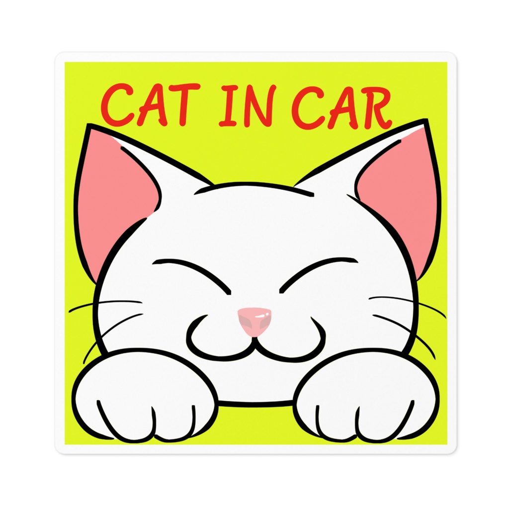 CAT IN CARステッカー白猫小