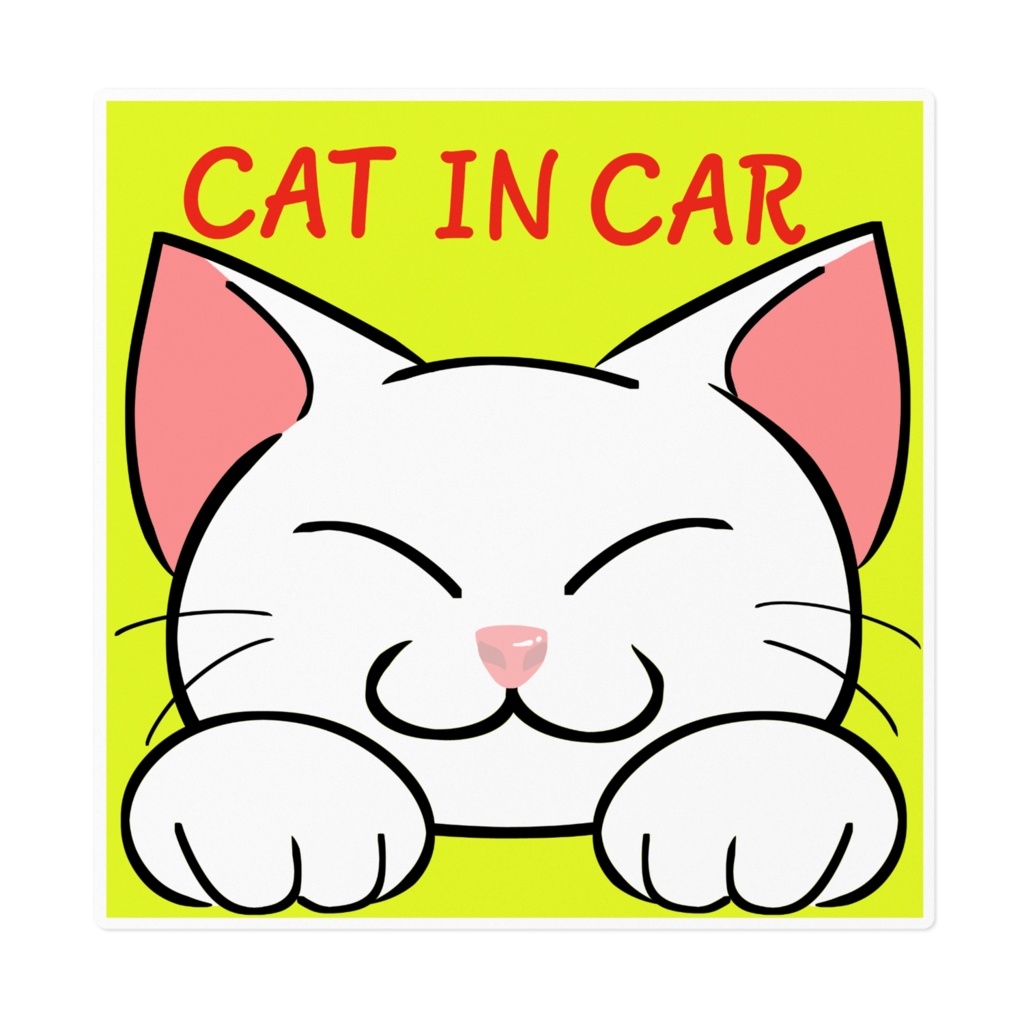 CAT IN CARステッカー白猫大