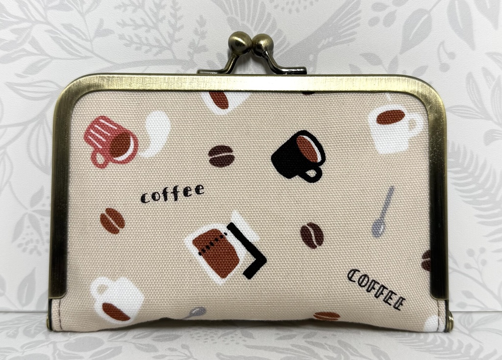 がま口カードケース　珈琲柄