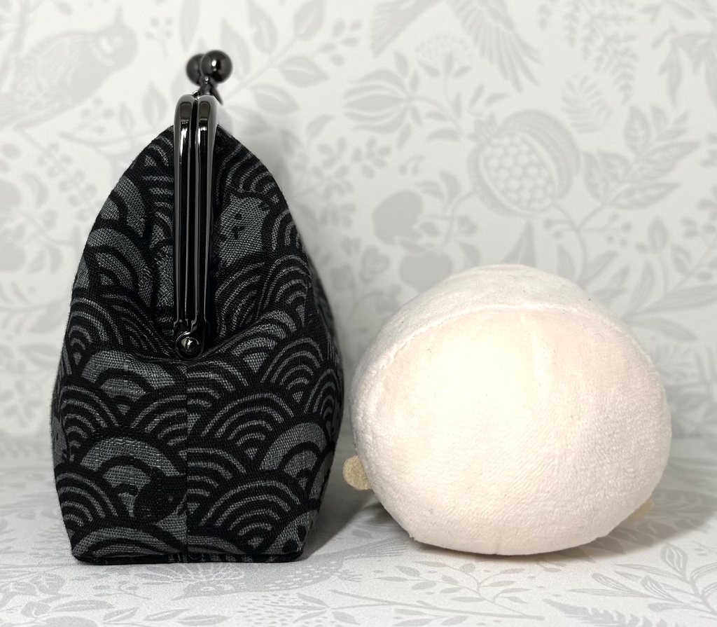 がま口 和柄猫 グレー