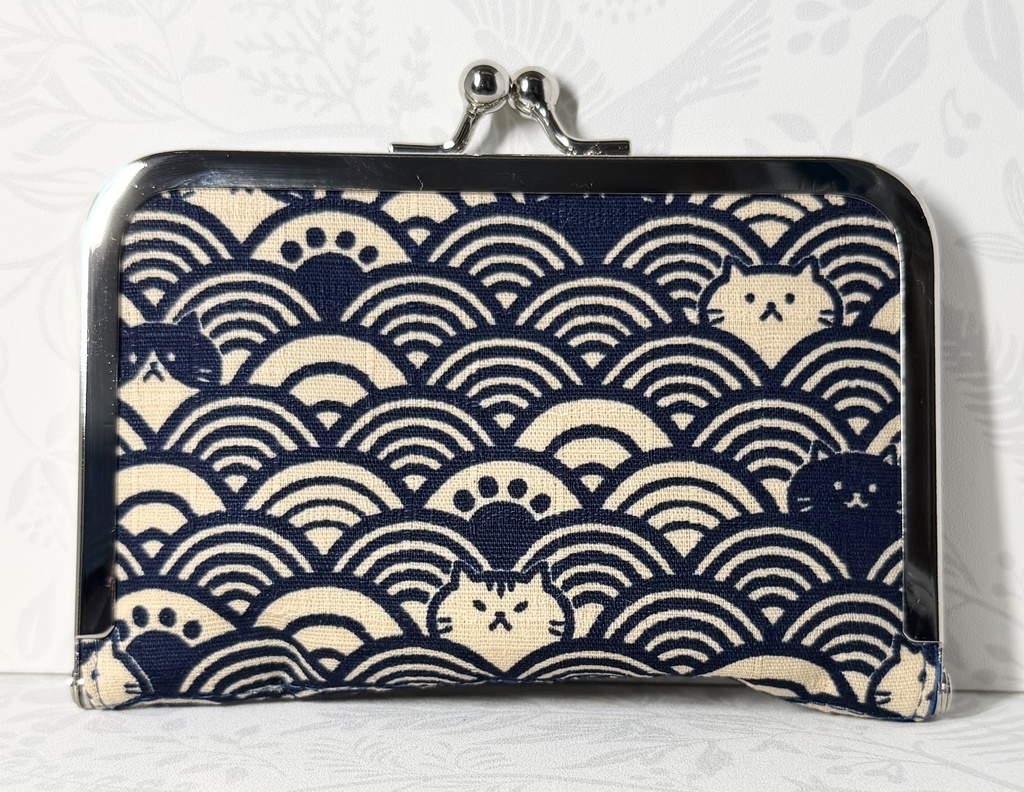 がま口カードケース　和柄猫