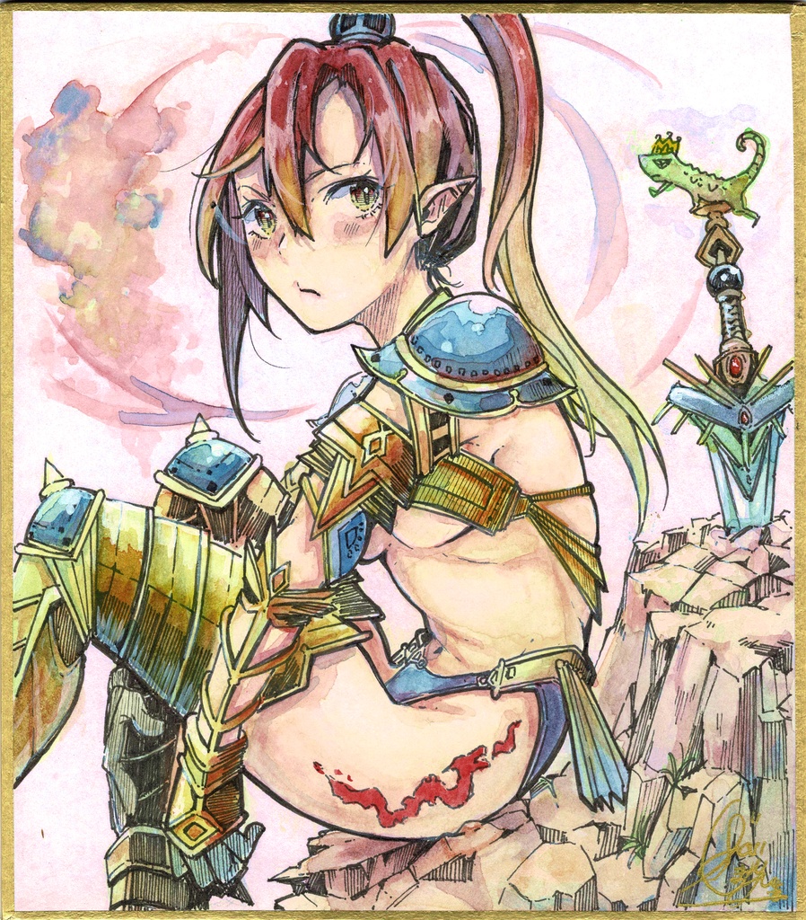 【直筆/カラー/イラストミニ色紙】