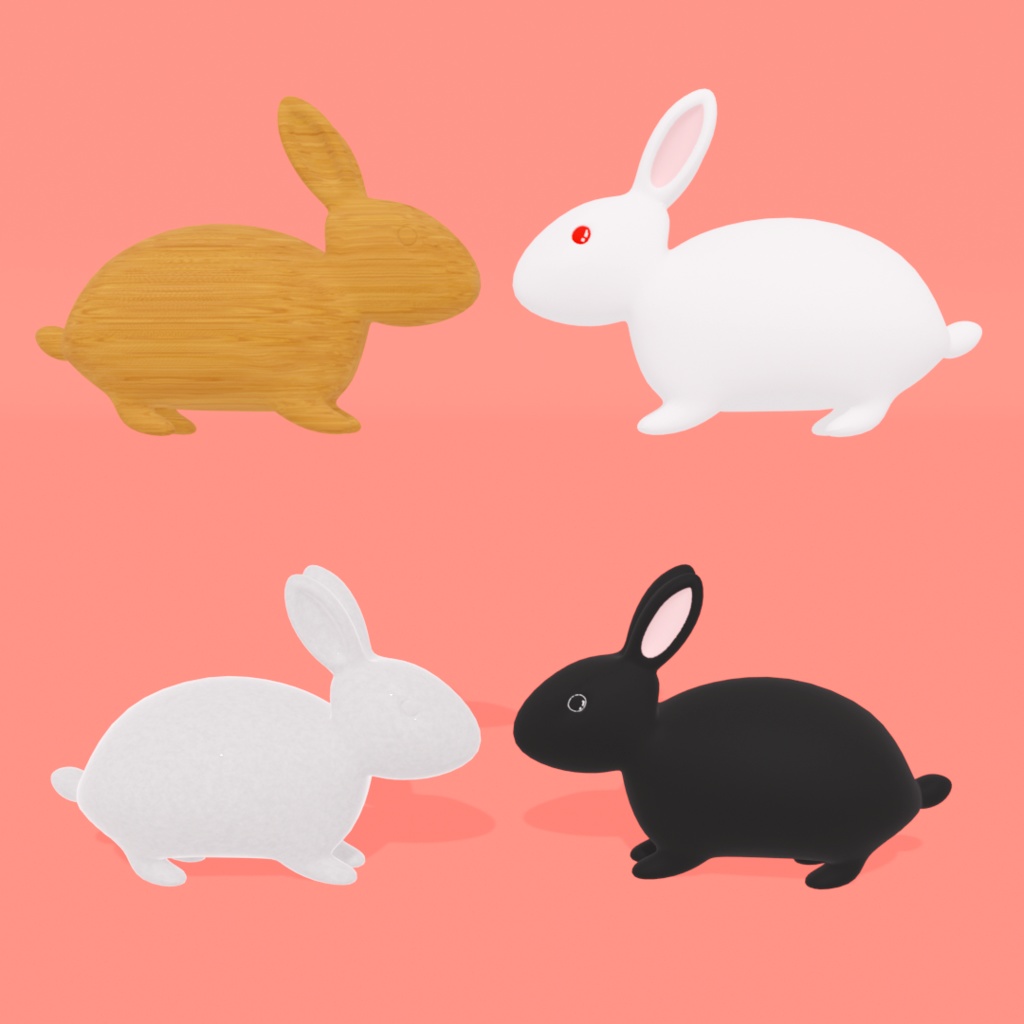 【3Dモデル】4種のうさぎセット