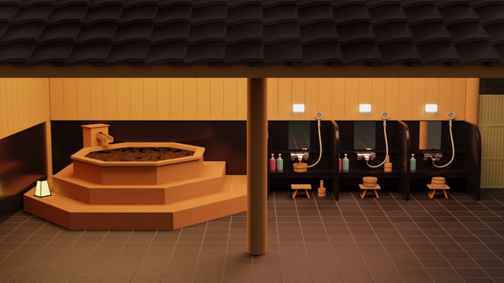 【3Dモデル】露天風呂セット