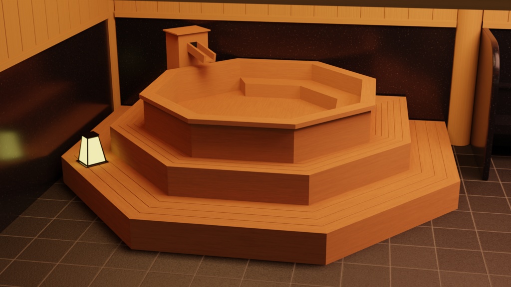 【3Dモデル】露天風呂セット