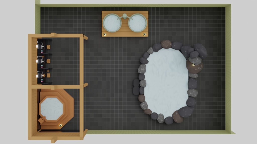 【3Dモデル】露天風呂セット