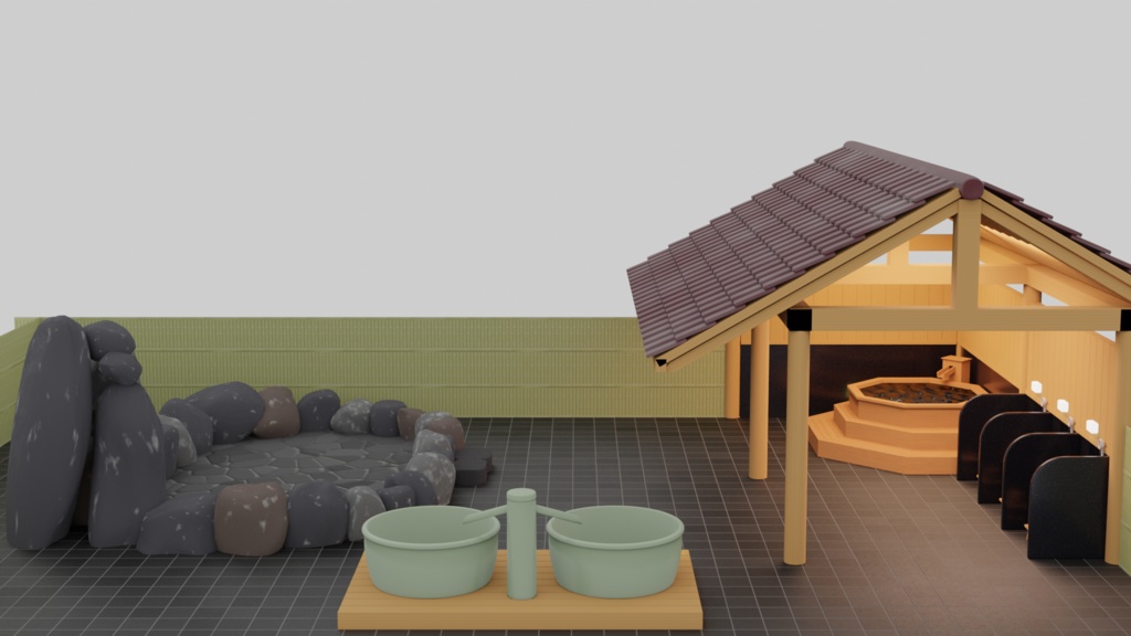 【3Dモデル】露天風呂セット