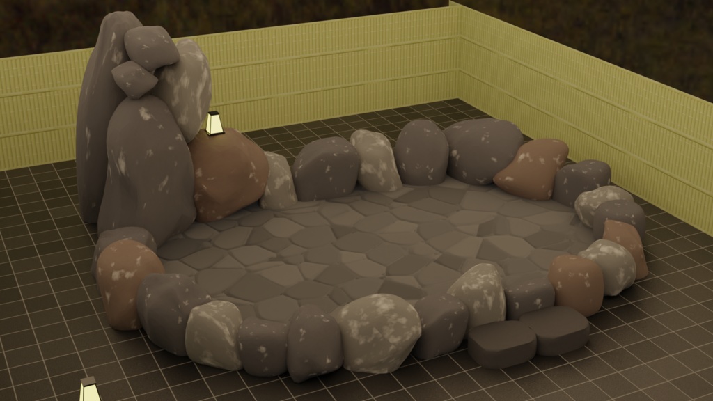 【3Dモデル】露天風呂セット