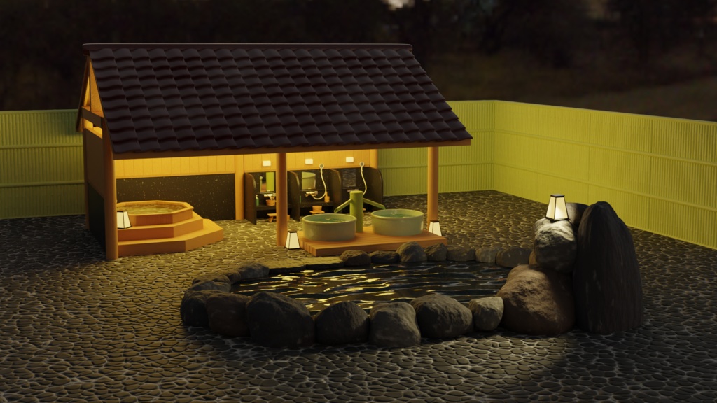 【3Dモデル】露天風呂セット