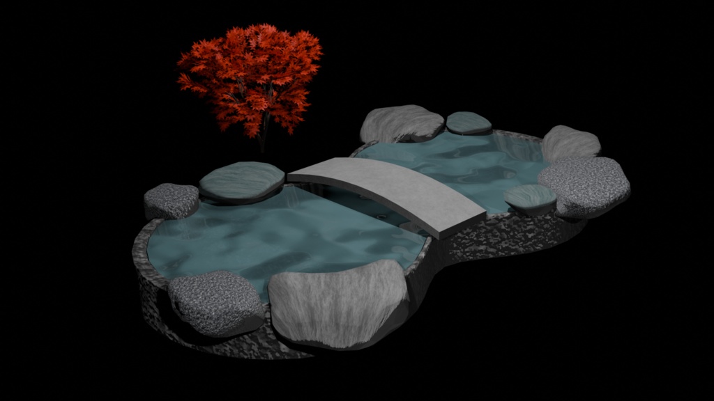 【3Dモデル】庭の池