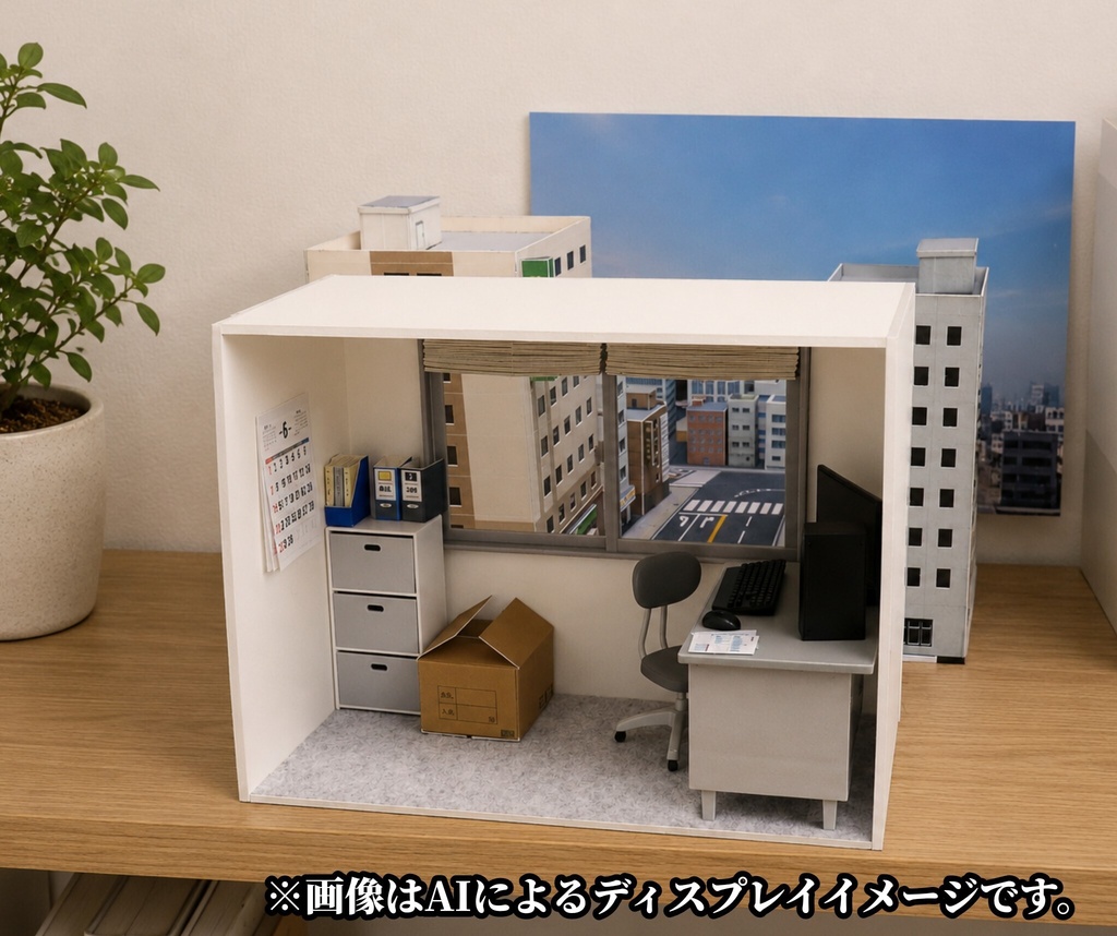 1/12 巨大ヒーロー・巨大ロボ・怪獣用 フィギュアディスプレイ用ジオラマ 【窓越しの世界Vol.1 ~オフィス~】