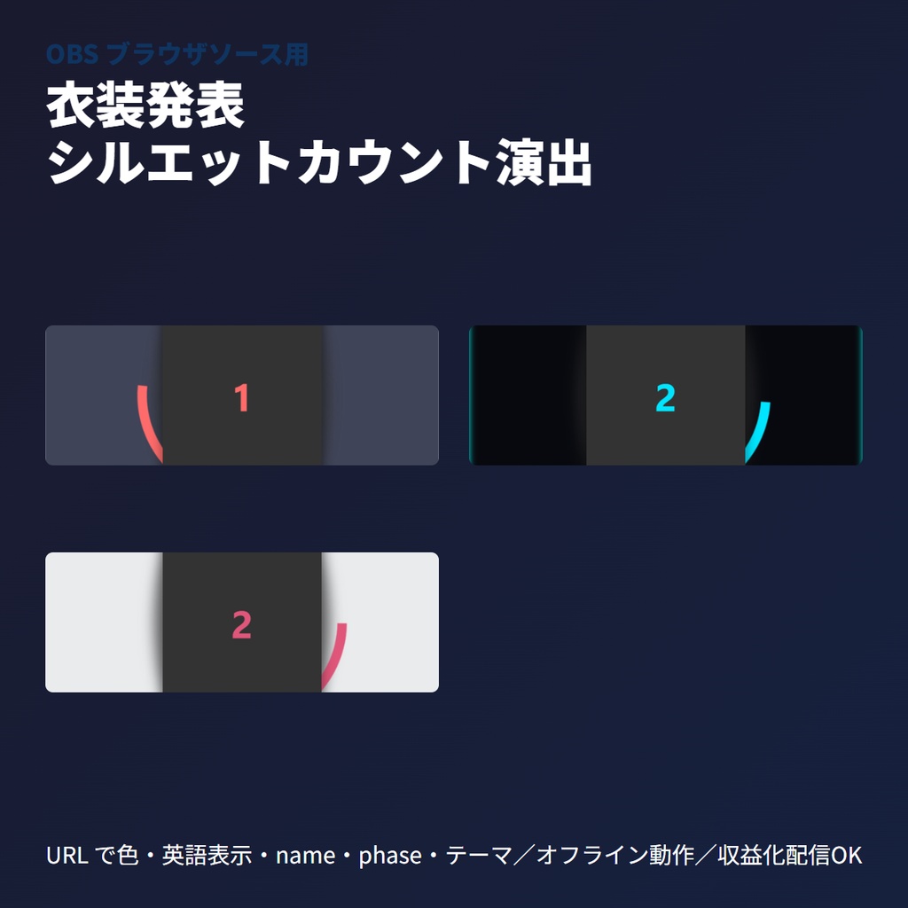 VTuber衣装発表用｜シルエットカウント＆アンベール演出ボード｜OBSブラウザソース
