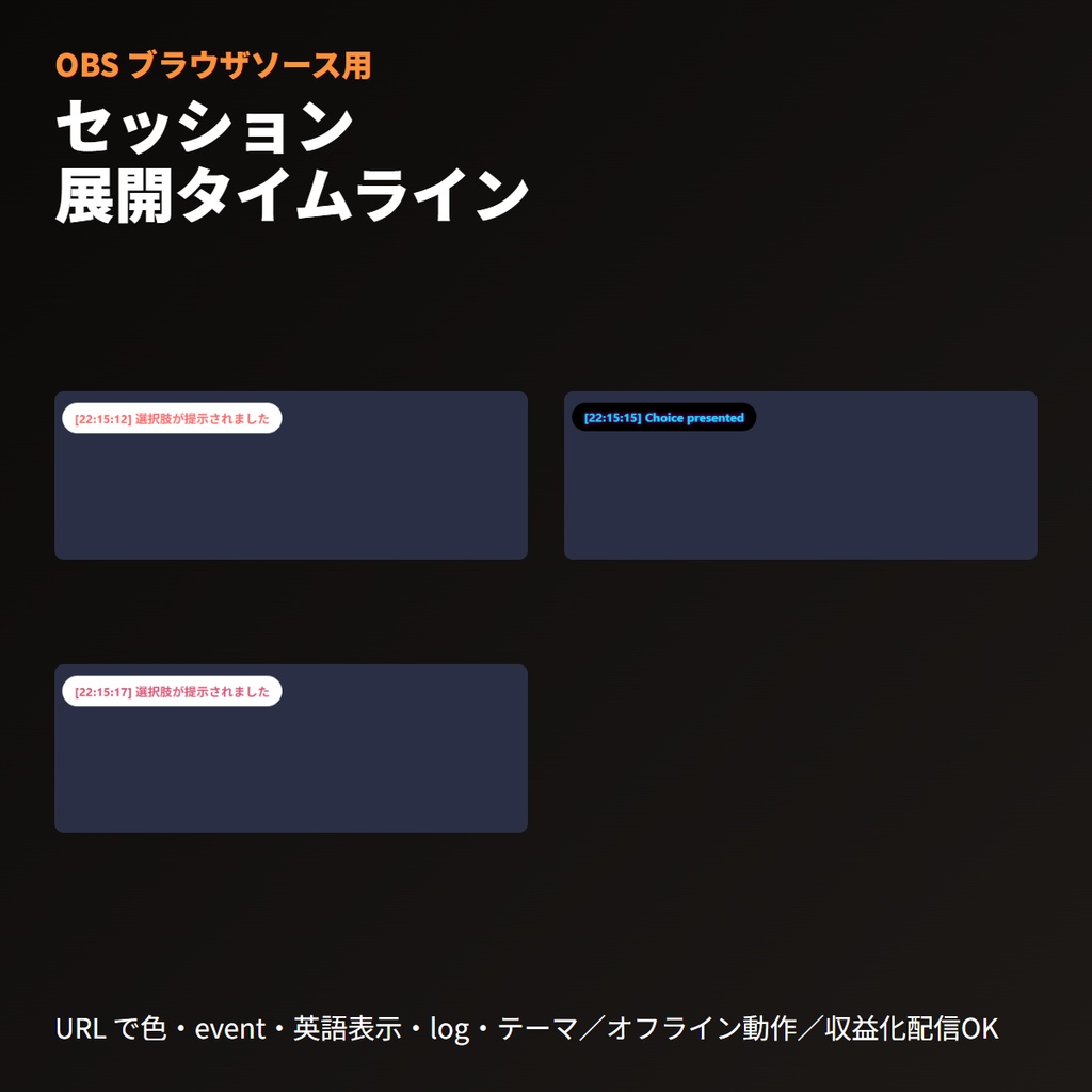 ココフォリアセッション展開タイムライン｜OBSブラウザソース