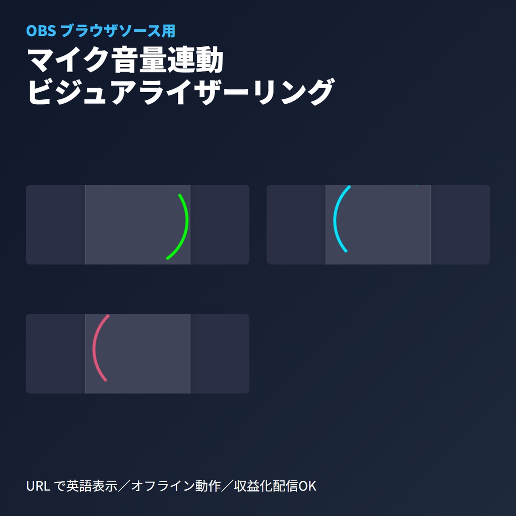 マイク連動ビジュアライザーリング｜OBSブラウザソース｜純CSS/JS
