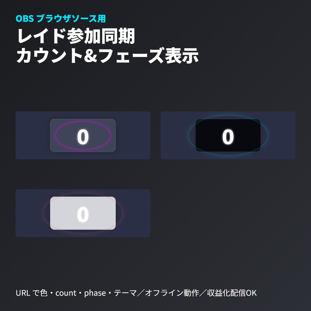 レイド参加同期カウンター｜フェーズ連動OBSブラウザソース