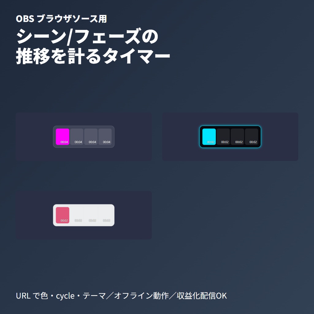 シーンを分ける<br>4 段タイマー｜OBS用