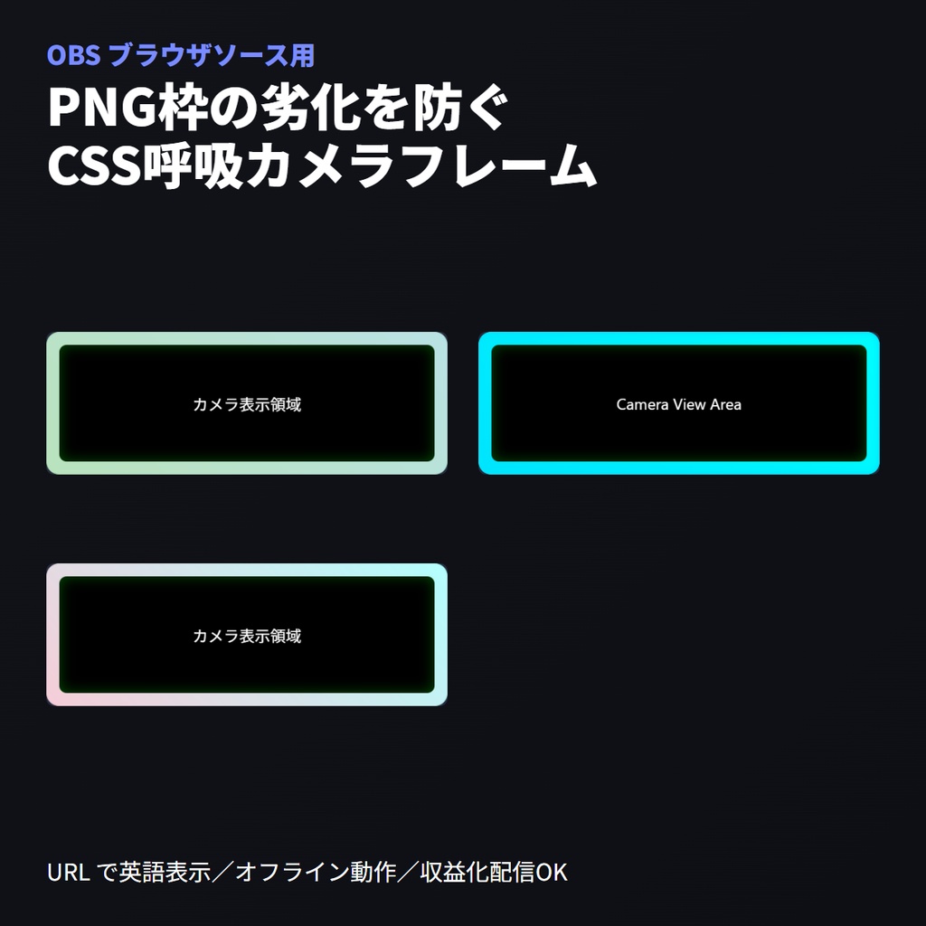 Webcam用 呼吸カメラ枠｜CSSアニメーション透明背景
