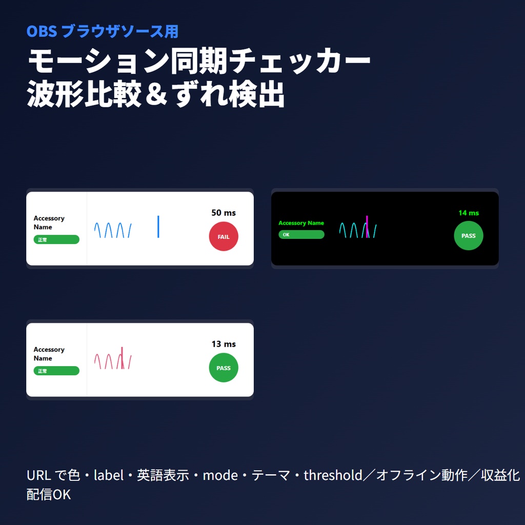 VRChat小物 モーション同期チェッカー|OBSブラウザソース・波形比較