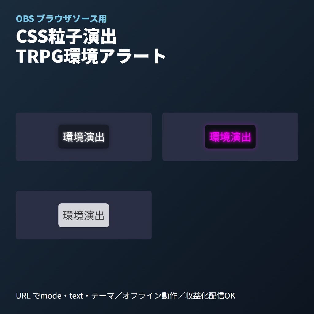 TRPG環境演出アラート｜CSS雨・霧・雪粒子テロップ