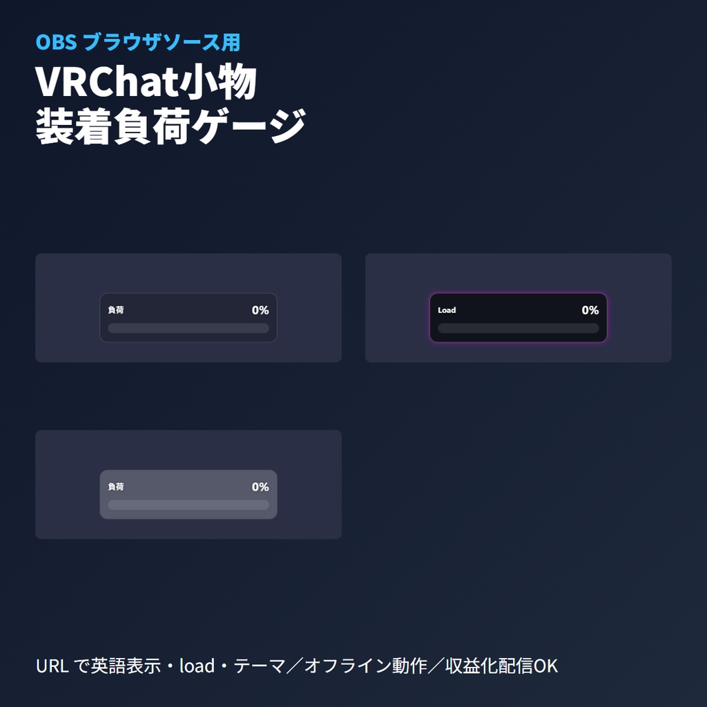 VRChatアバター小物負荷ゲージ｜OBSブラウザソース・単一HTML