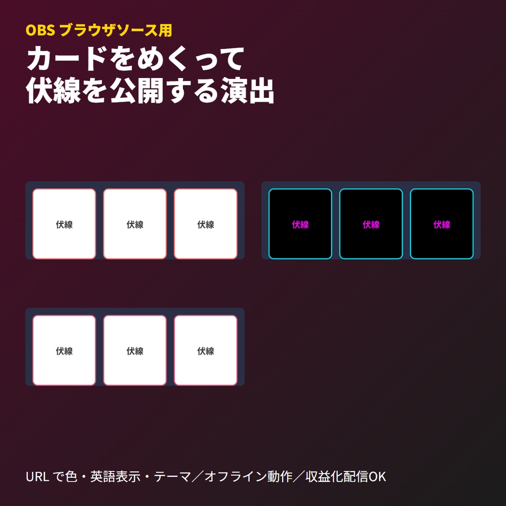 伏線カード回転開示ボード|TRPG用OBS素材・推理演出