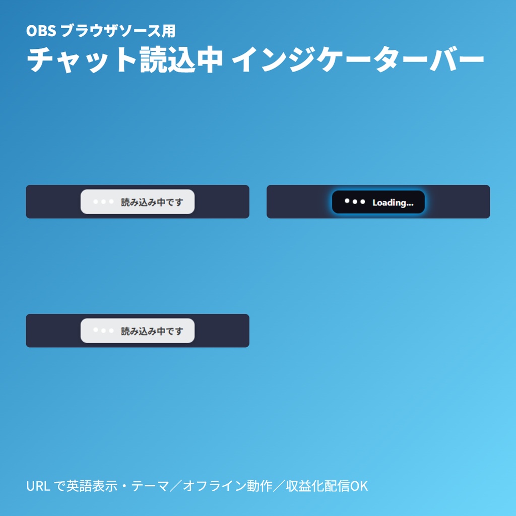 【OBS素材】チャット読込中インジケーター｜『返信中』待機表示・アニメーション
