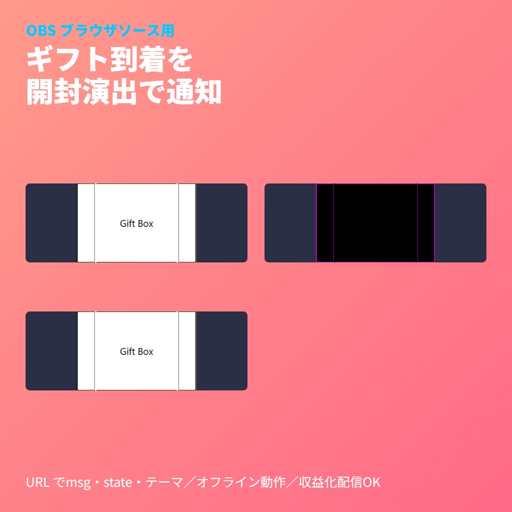 配信用｜サプライズギフト開封アラート｜OBSブラウザソース
