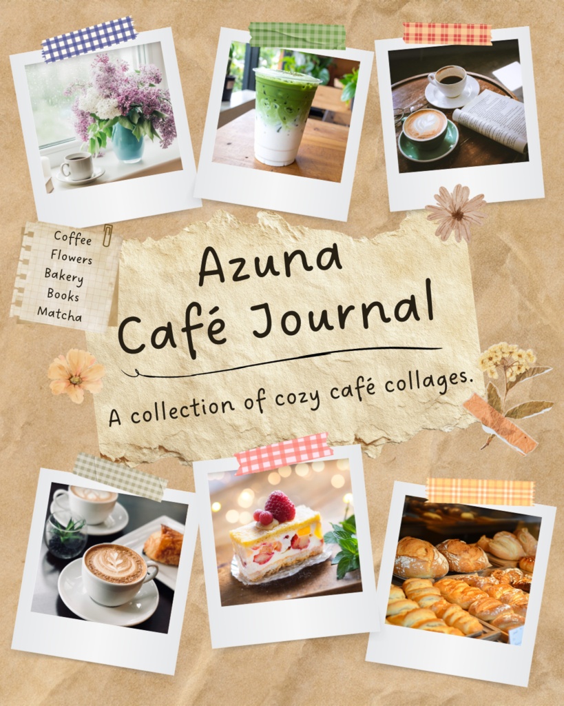 Azuna Café Journal｜Canva編集用フォトコラージュテンプレート