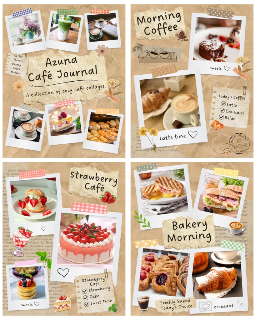 Azuna Café Journal|Canva編集用フォトコラージュテンプレート