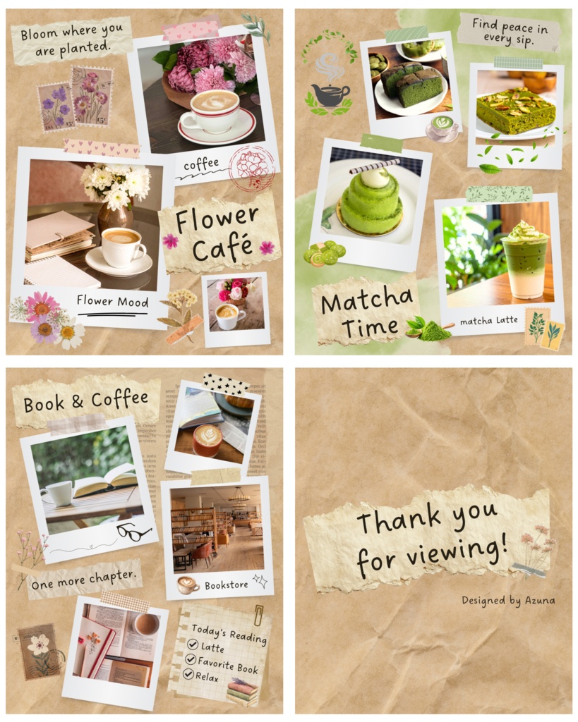 Azuna Café Journal|Canva編集用フォトコラージュテンプレート