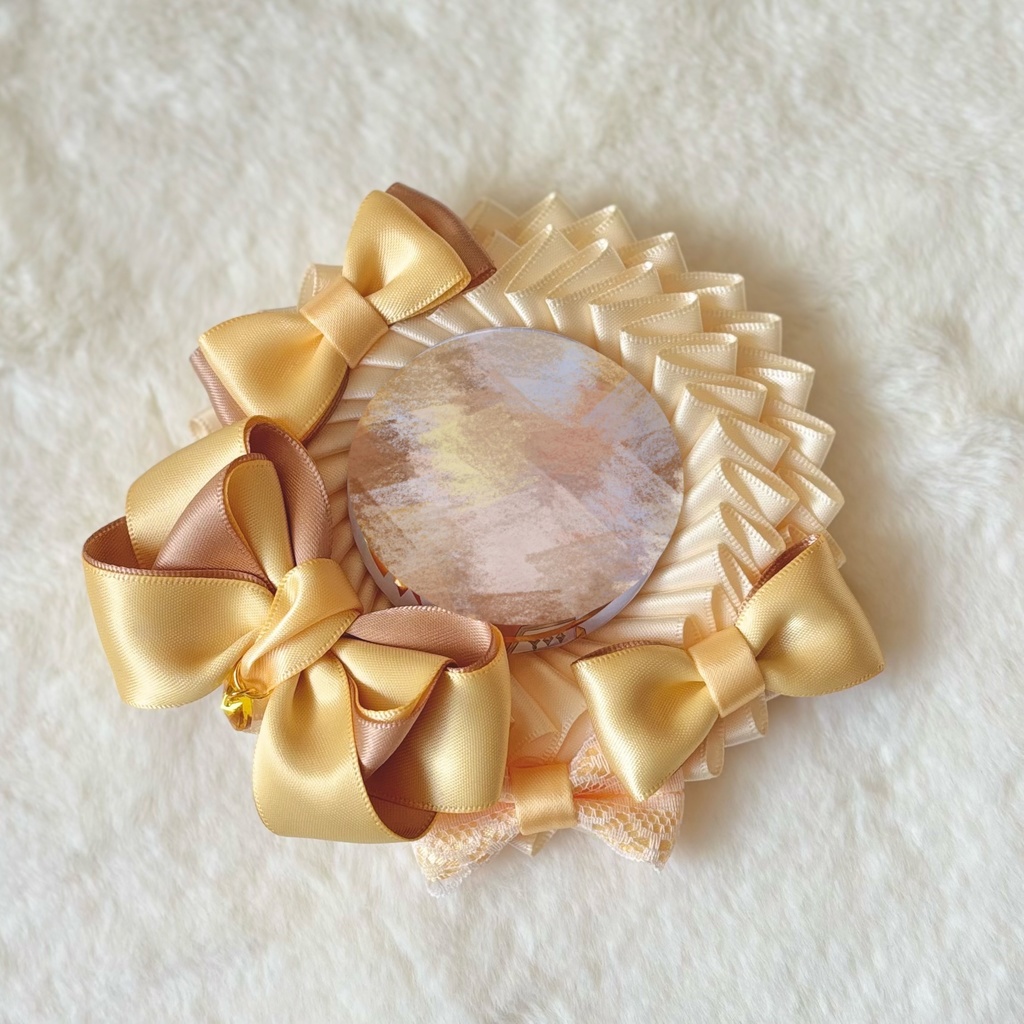 【缶バッジロゼット】White Honey Rosette/3color