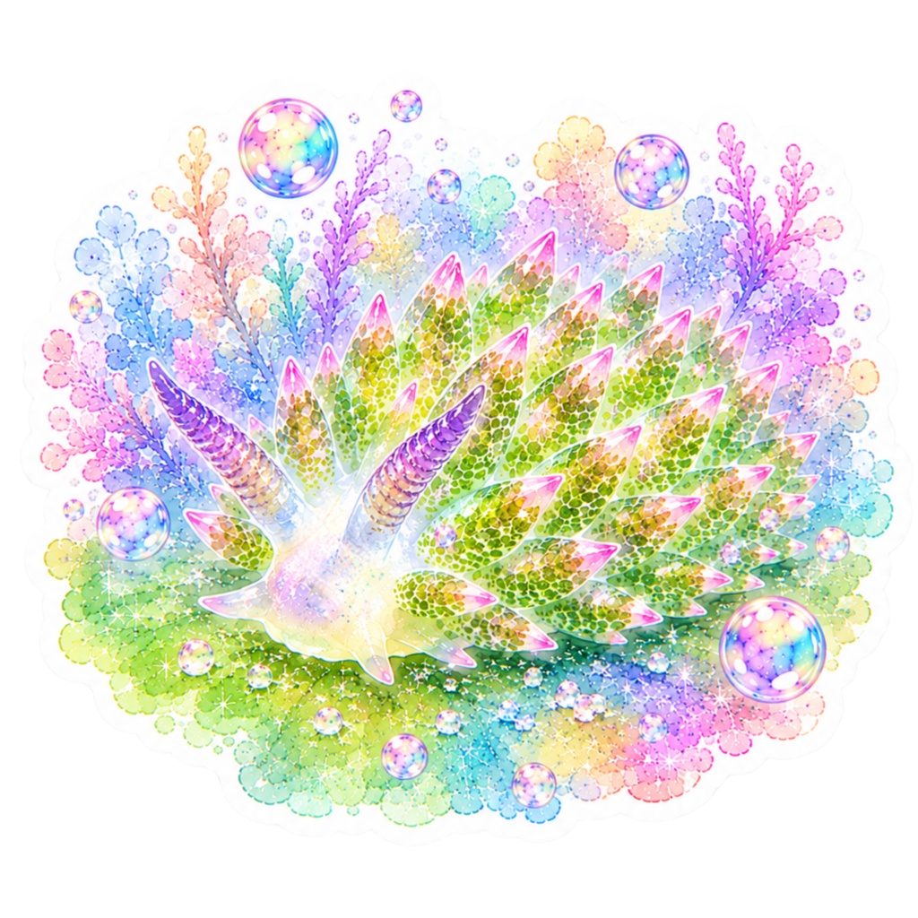 【デジタルステッカー】海の宝石・幻想ウミウシのグラデーションステッカー
