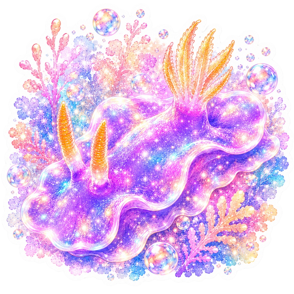【デジタルステッカー】海の宝石・幻想ウミウシのグラデーションステッカー