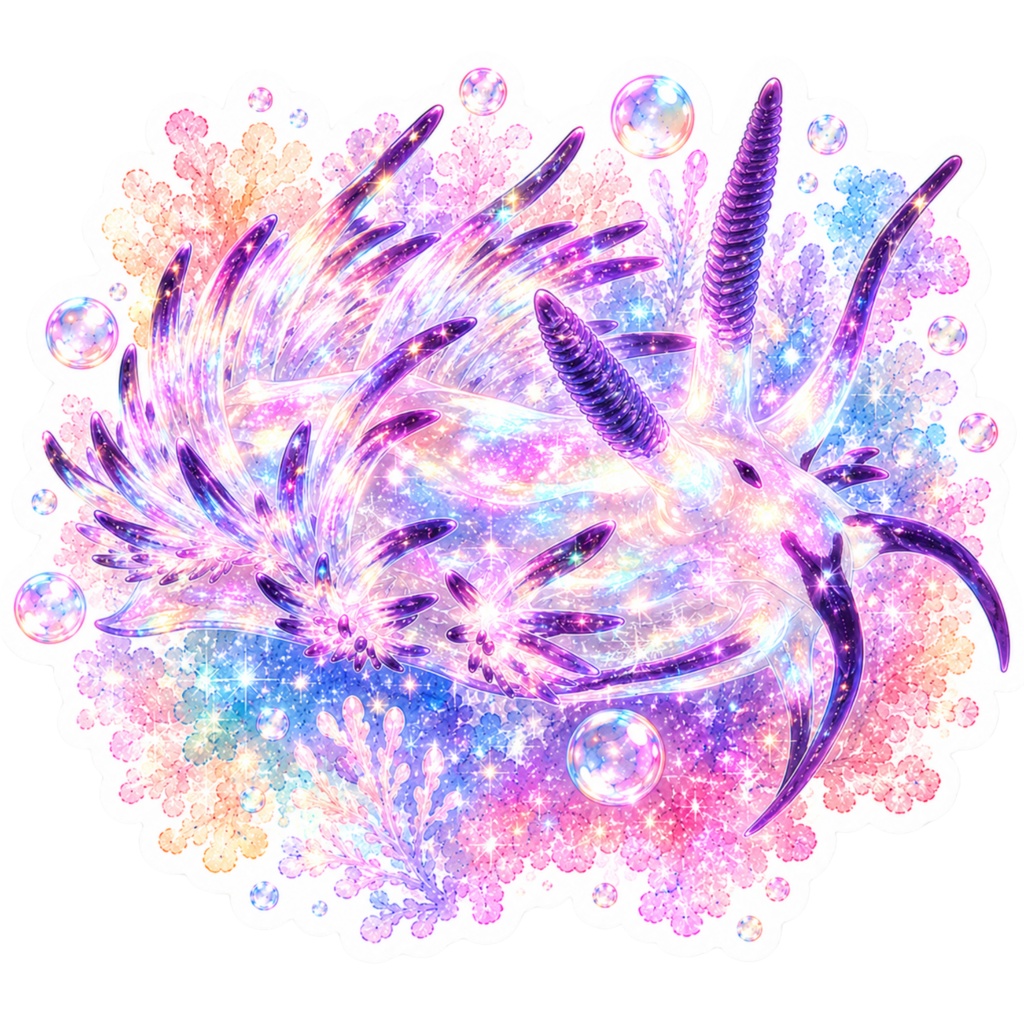 【デジタルステッカー】海の宝石・幻想ウミウシのグラデーションステッカー