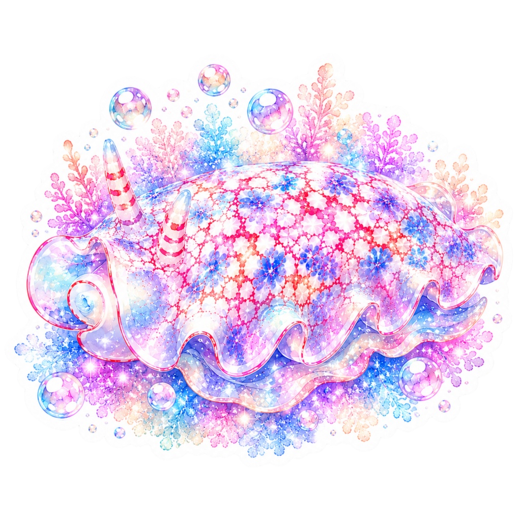 【デジタルステッカー】海の宝石・幻想ウミウシのグラデーションステッカー